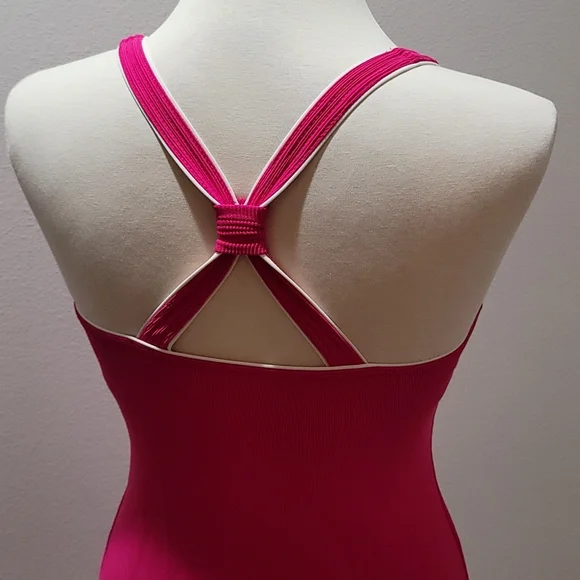 LANDS END BRIGHT NEON PINK BARBIECORE ACTIVEWEAR MINI SKIRT SET SZ 12 TOP SZ 8 - Picture 6 of 13